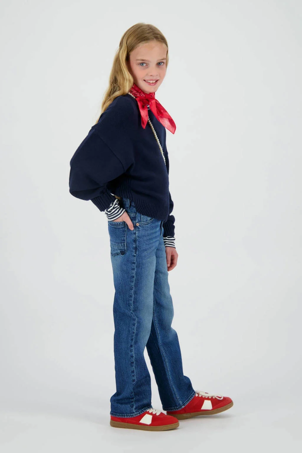 Vingino high waist wide leg jeans dark blue denim