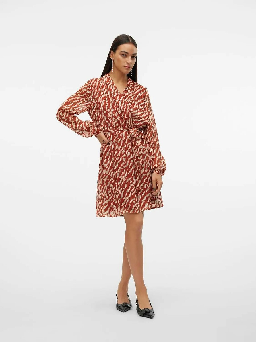 VERO MODA<br>Vestido curto, estampado, decote em V