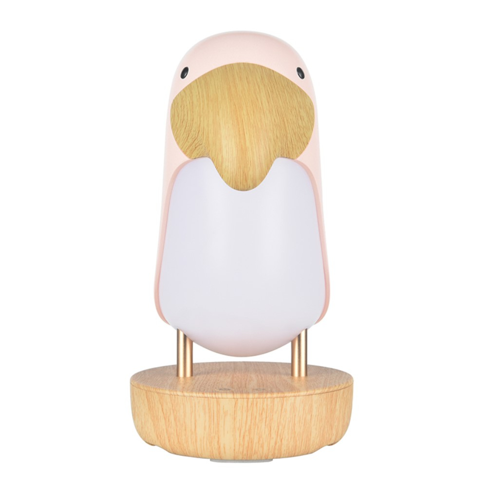 Tukan Vogel Bluetooth Lautsprecher mit LED Nachtlicht - Rosa / Braun