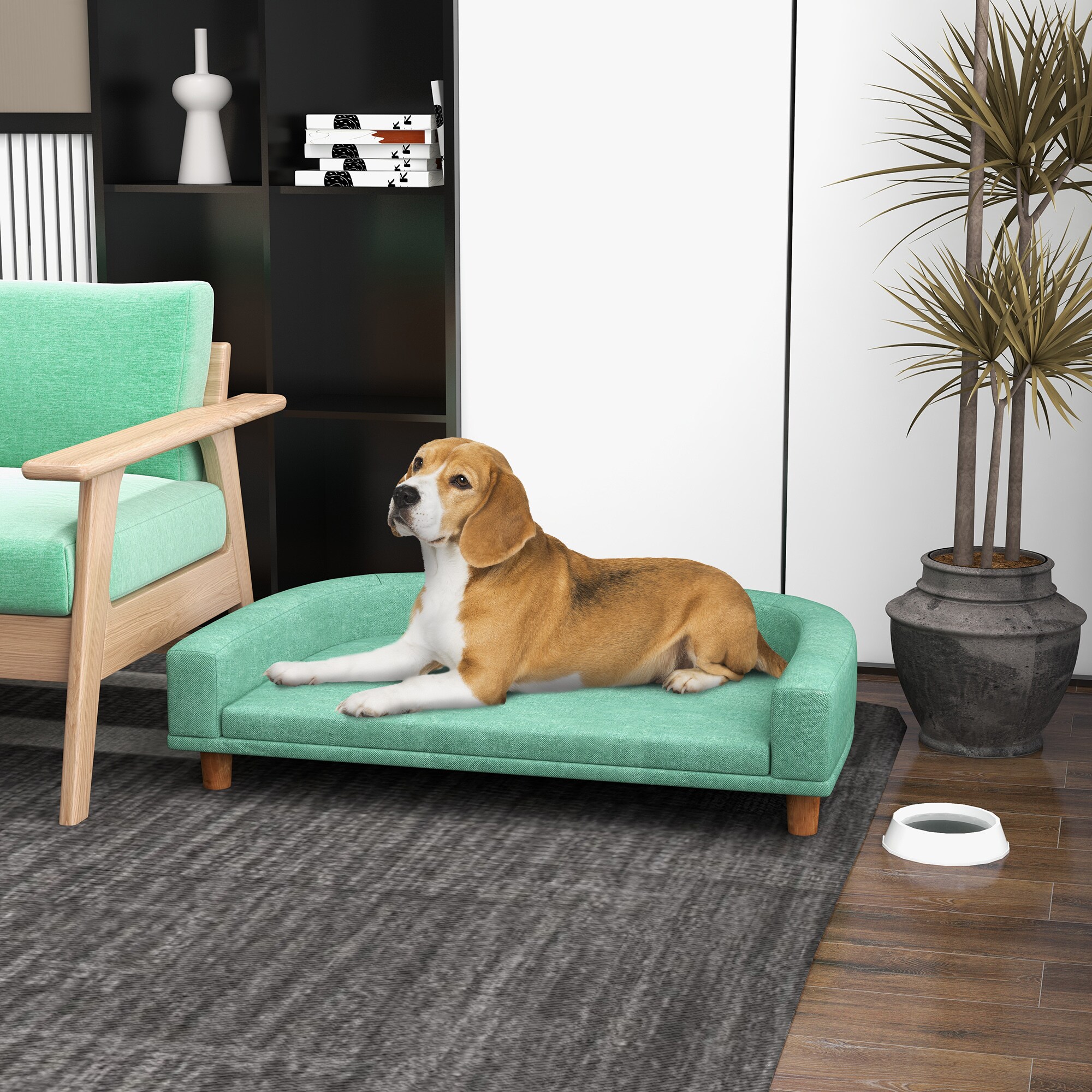 PawHut Hundebett mit rutschfesten Fußpads grün 98L x 67B x 25H cm