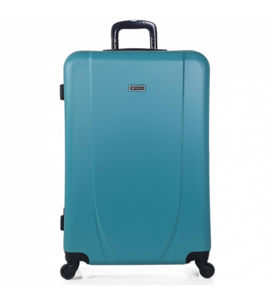Mala de viagem rígida grande XL com 4 rodas ITACA 71170 Turquesa, Antracite - 75 x 50 x 30 cm -