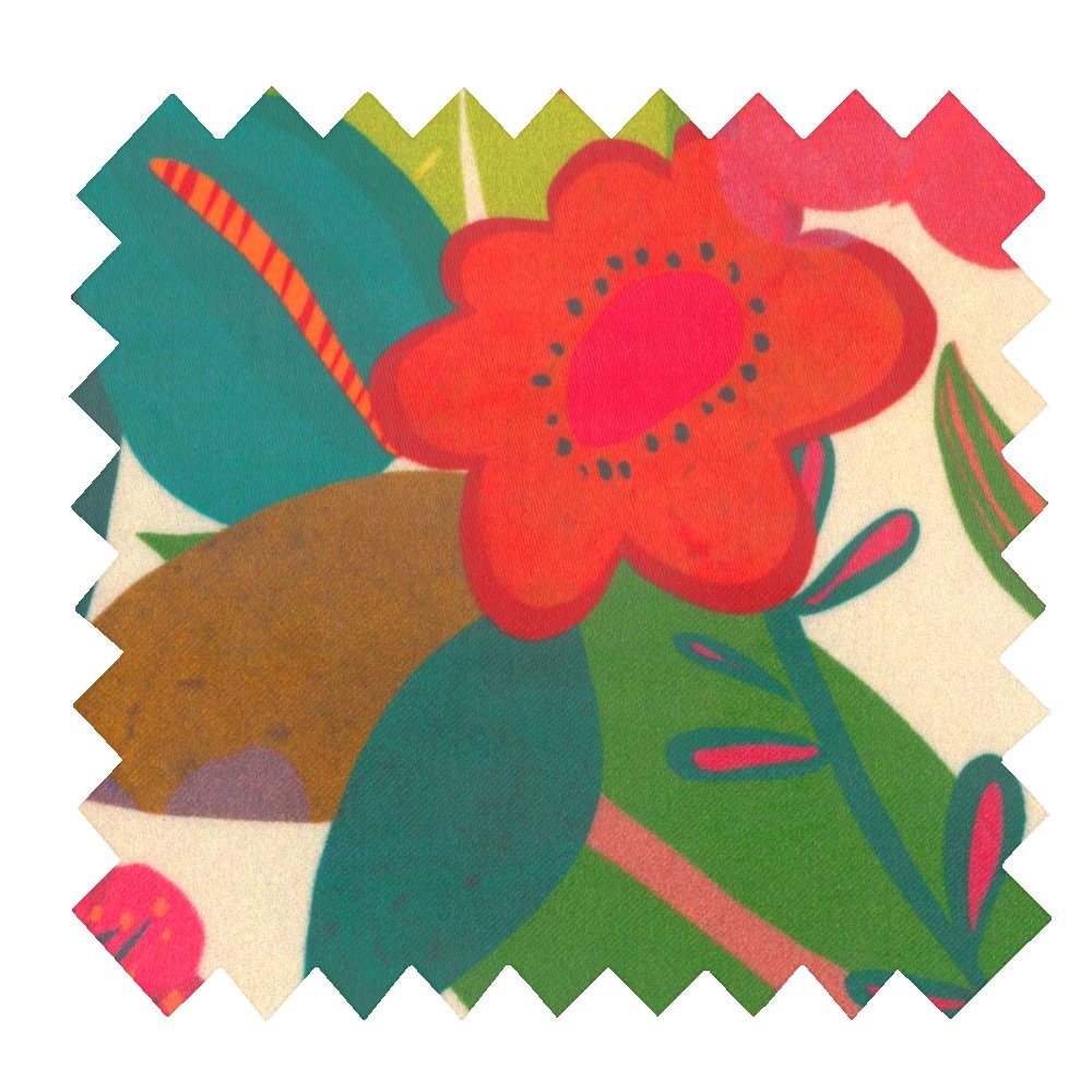 Coupon Tissu Enduit De 35Cm Fleurs Des Iles