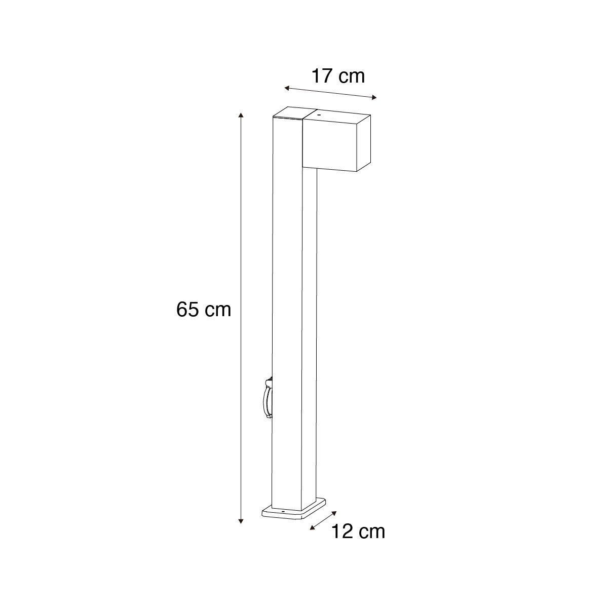 Moderne staande buitenlamp zwart 65cm met stopcontact IP44 - Baleno