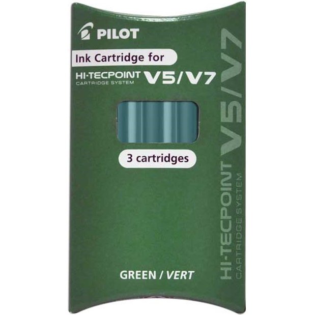 Recharge pilot roller v5 et v7 niveau encre liquide visible écologique régulateur débit coloris vert set de 3 unités