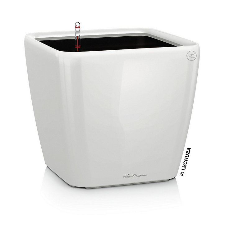 Pot carré Lechuza Premium LS blanc brillant 43 x 43 x h.40 cm