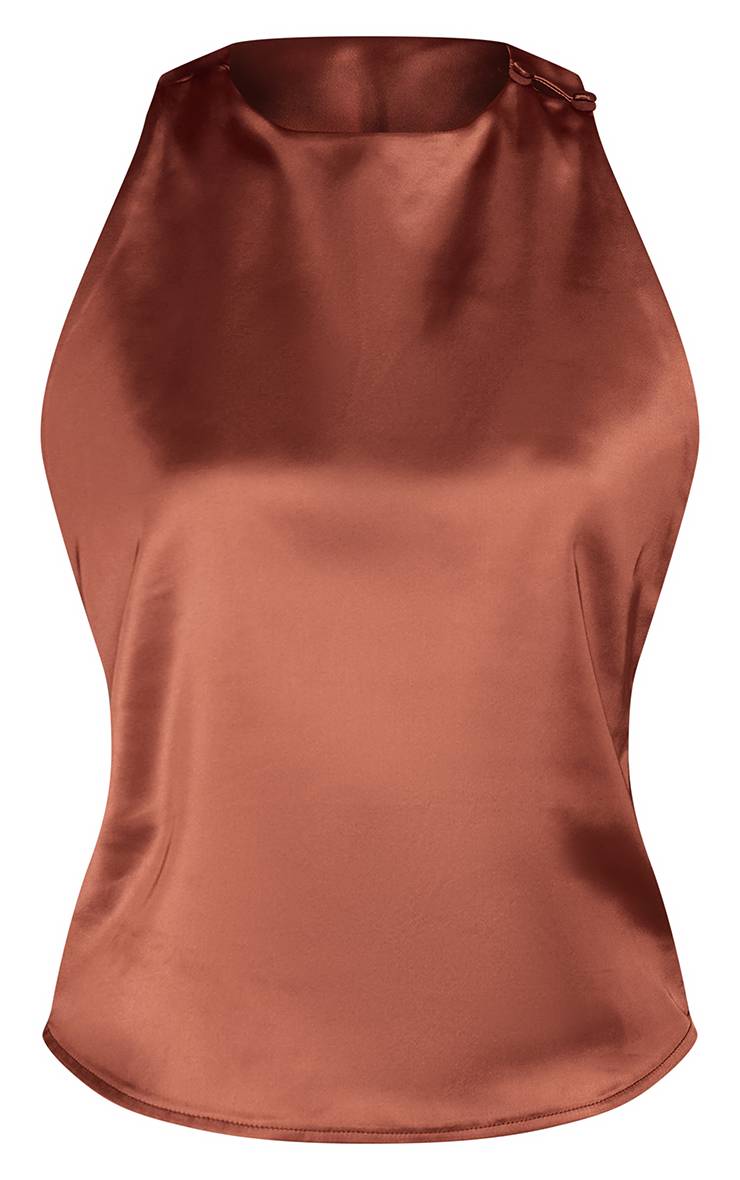 Chocolat Haut En Satin Avec Détail Dos Torsadé