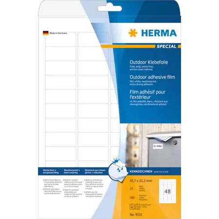 HERMA Outdoor Etiketten, weiß, 45,7 x 21,2mm, 480 Stück
