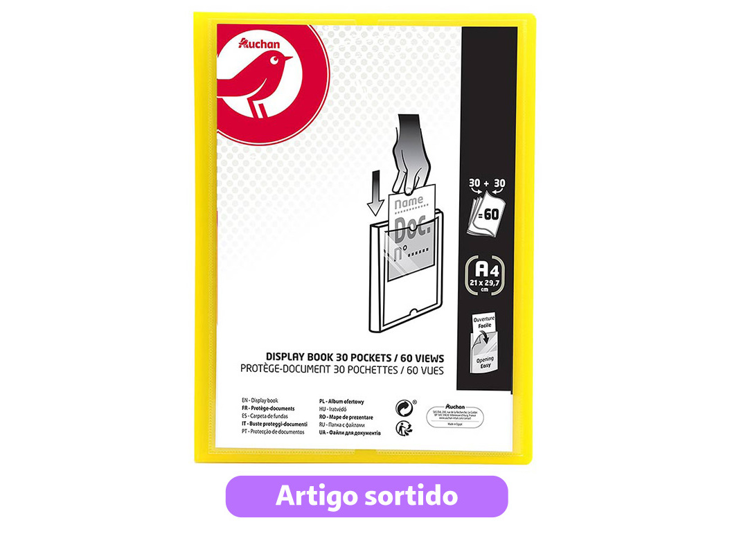 PORTFÓLIO AUCHAN A4 30 30 BOLSAS CORES SORTIDAS