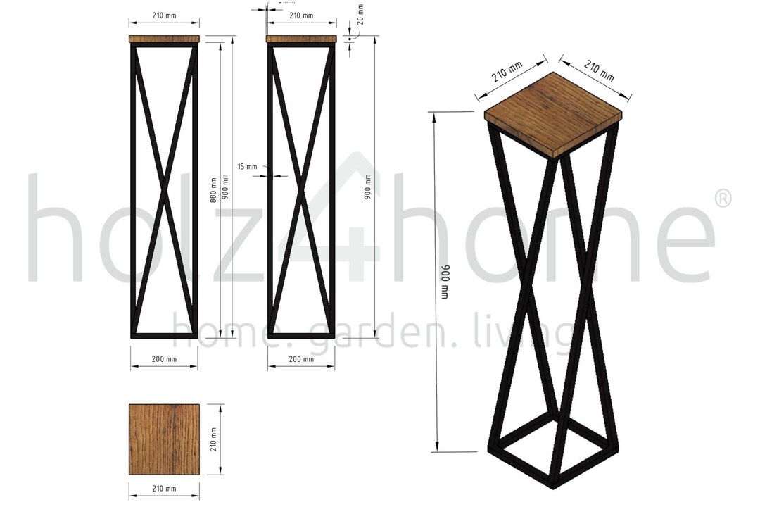 holz4home Blumenständer 21 x 90 cm Eiche geölt