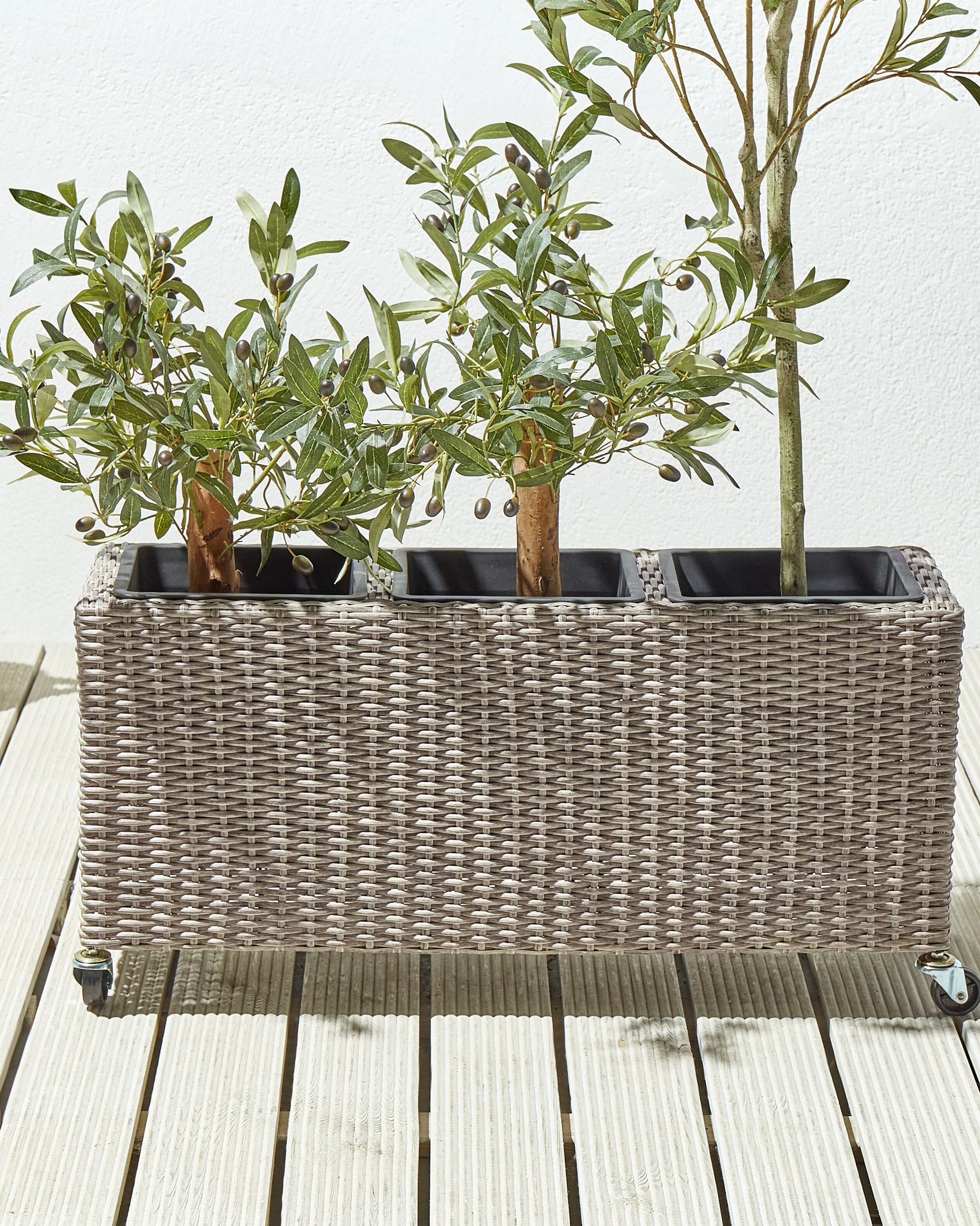 Bloempot BELLIS PE rotan 82 cm Lichtbruin