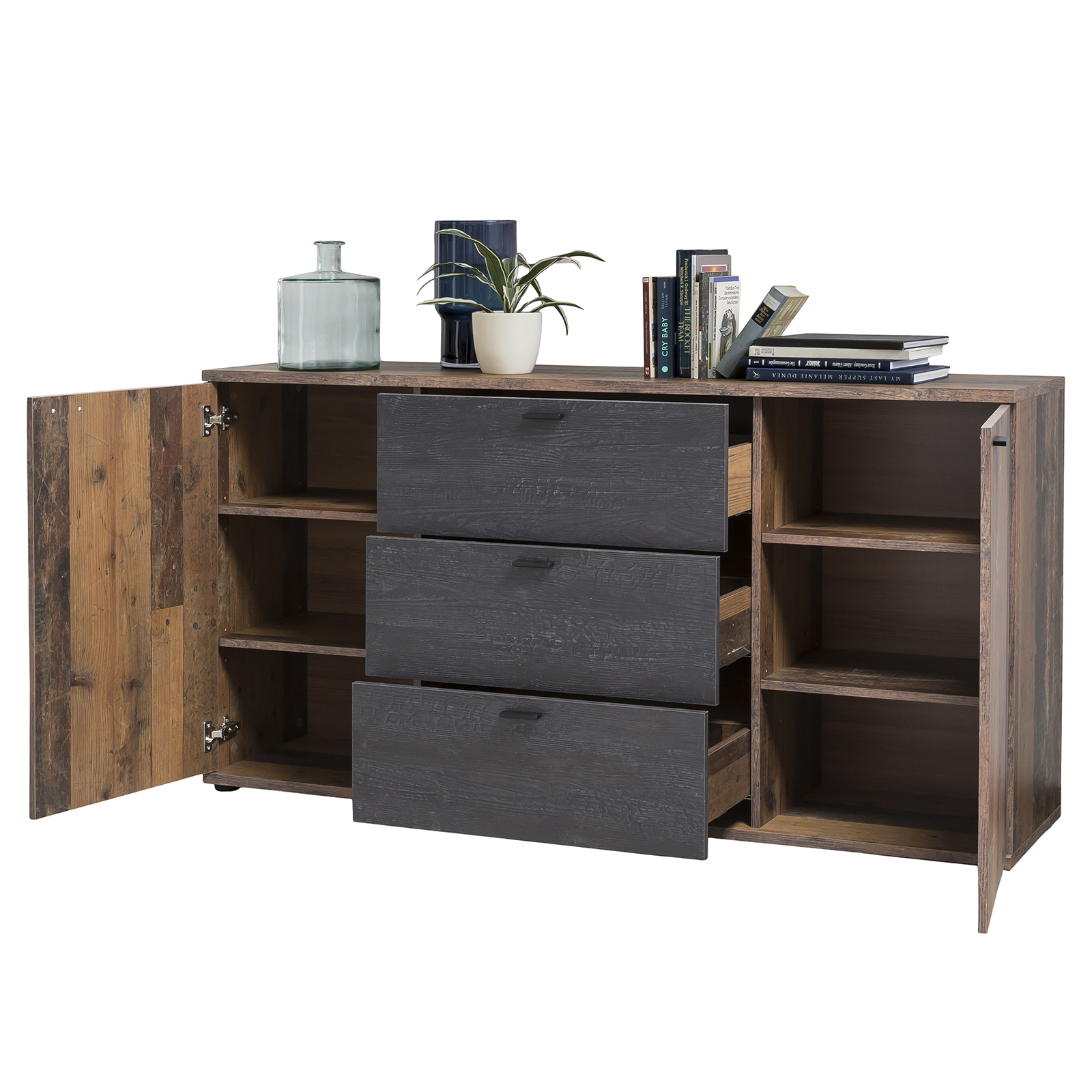 Sideboard - Oldwood-Burned Wood - 165 cm breit