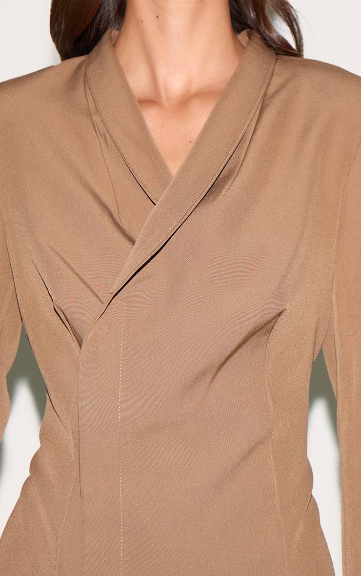 Champignon Robe Blazer Tissée Sans Col