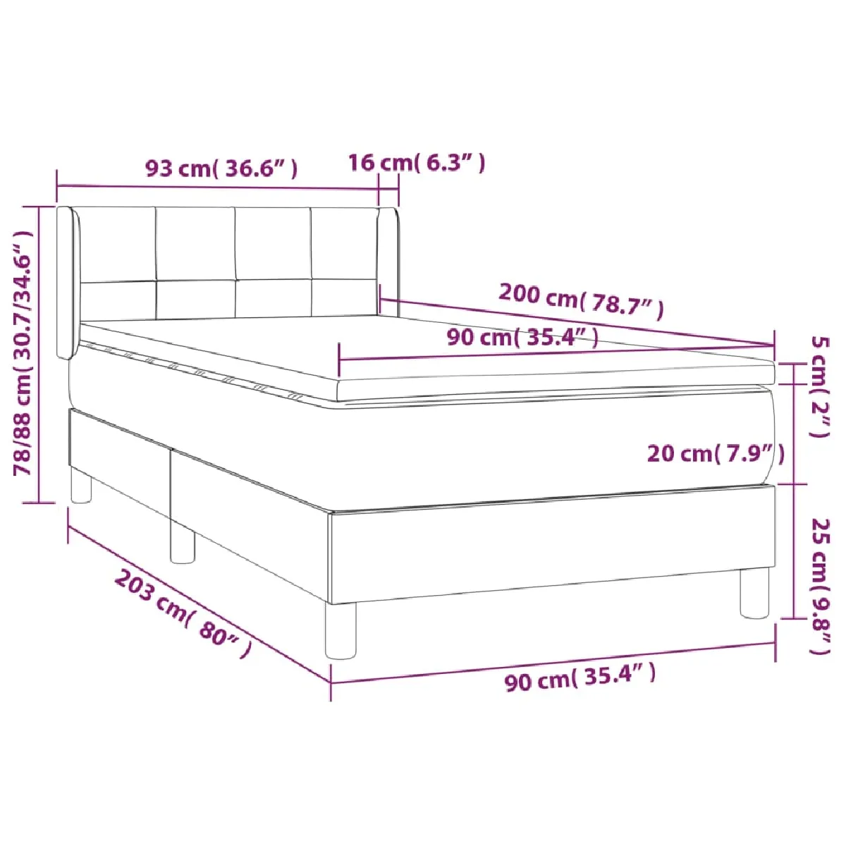 vidaXL Sommier à lattes Tissu Gris clair 90x200 cm