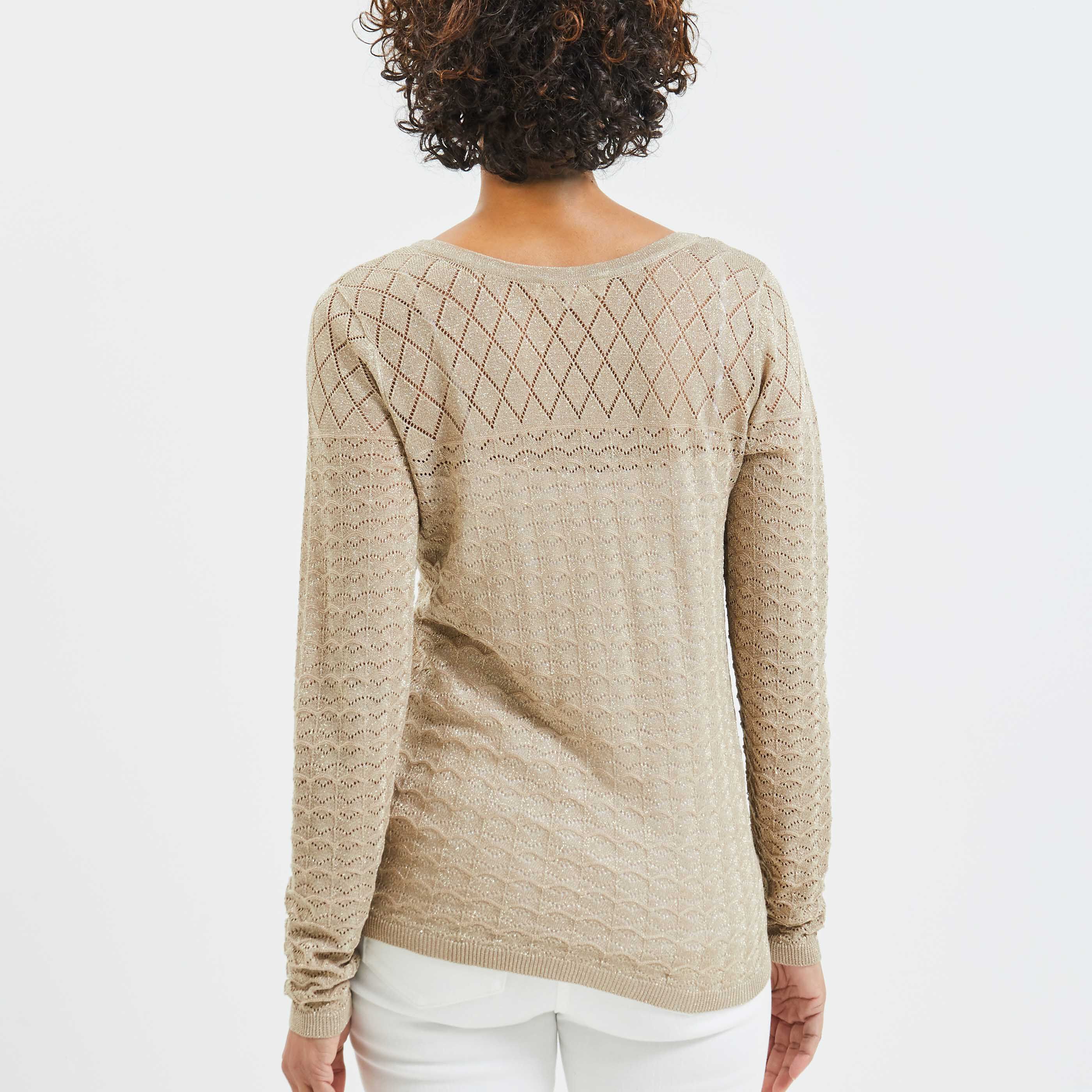 Gilet ajouré femme - BEIGE