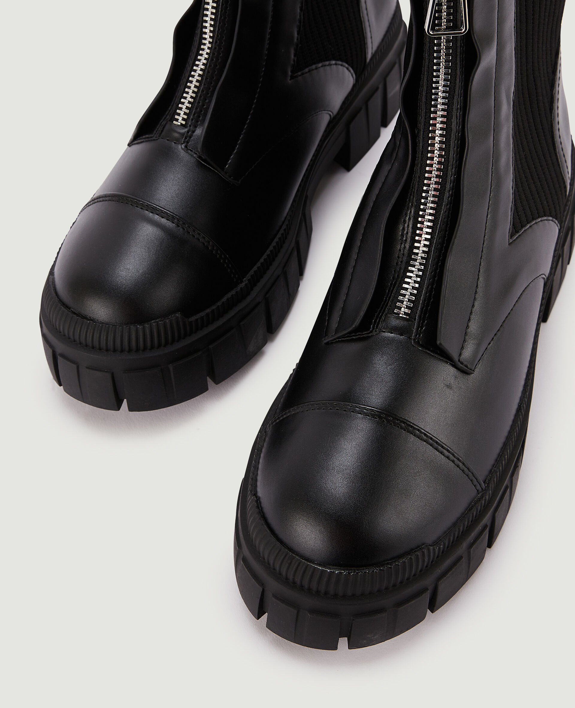 Boots zippées bimatières - Noir