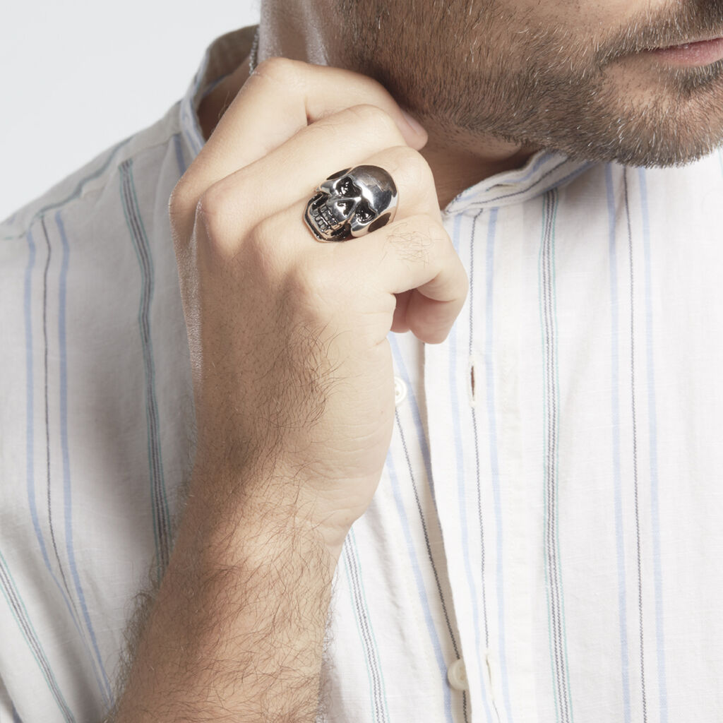 Bague Acier Blanc Et Noir Valentik