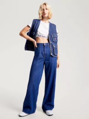 Calça jeans Claire de cintura alta e pernas largas