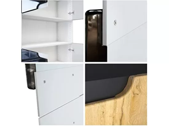 Armoire de rangement avec 5 compartiments et 4 portes, blanc mat/avola-anthracite (82 x 184 x 37 cm)
