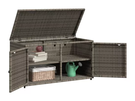 Armoire de rangement jardin gris 110x55x60,5 cm résine tressée