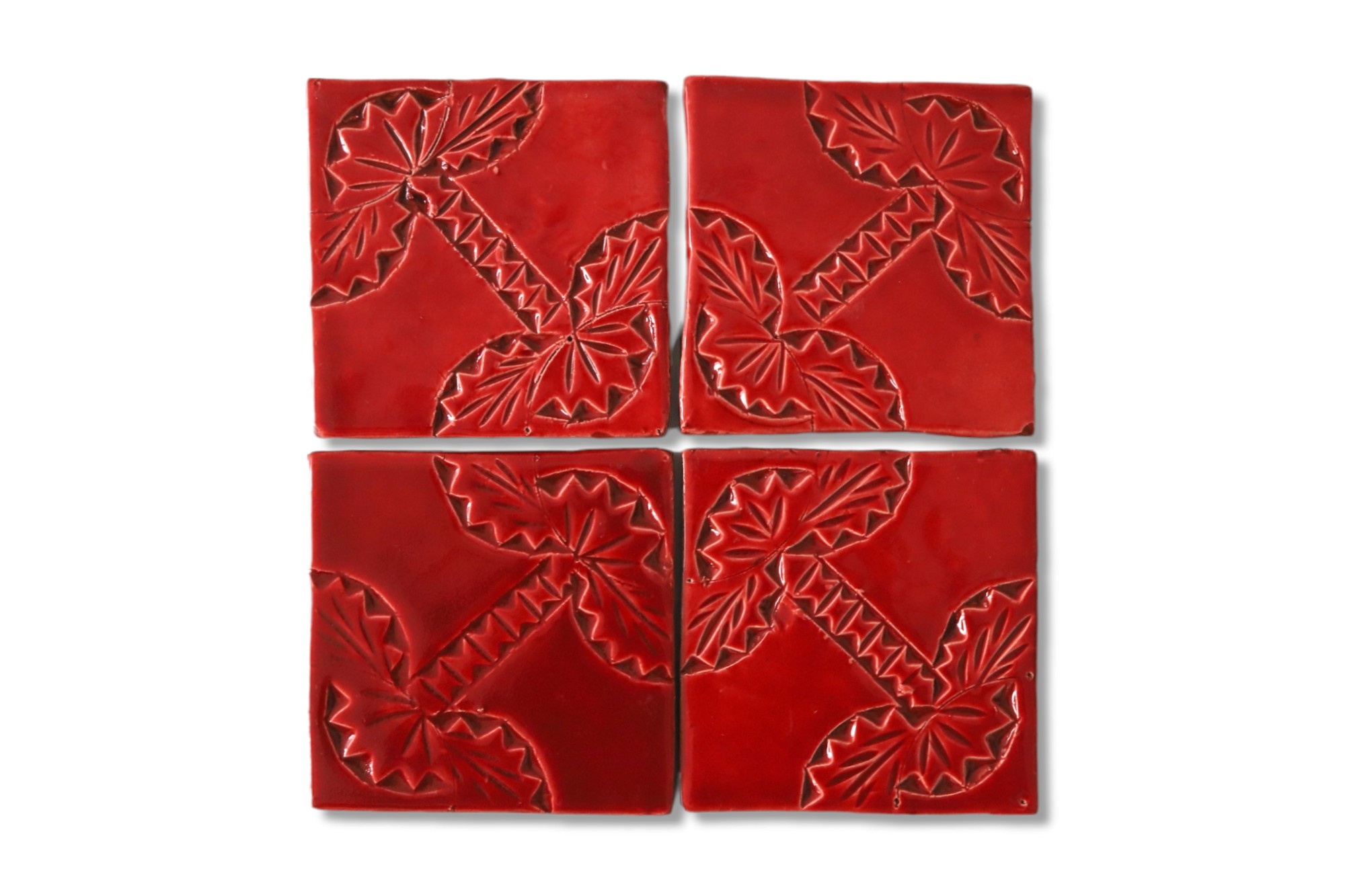 Kachel 'pont rouge', rot, T 10 cm, B 10 cm, H 1 cm von fischer's lagerhaus