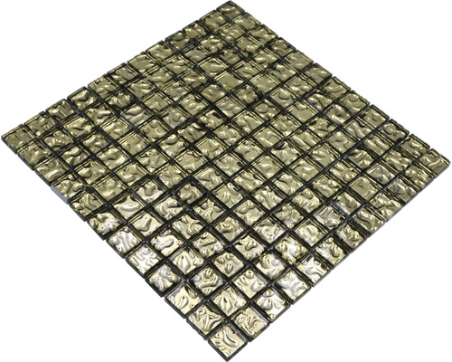 Glasmozaïek XCM 8GO3 vierkant Kristal Goud golvend 29,8x29,8cm