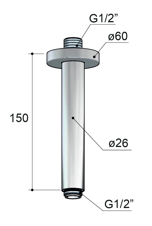 Hotbath Mate M452 plafondbuis rond 15cm geborsteld zwart PVD