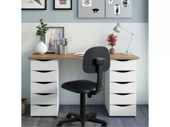 Bureau avec rangement panneaux de fibres blanc SIRIUS