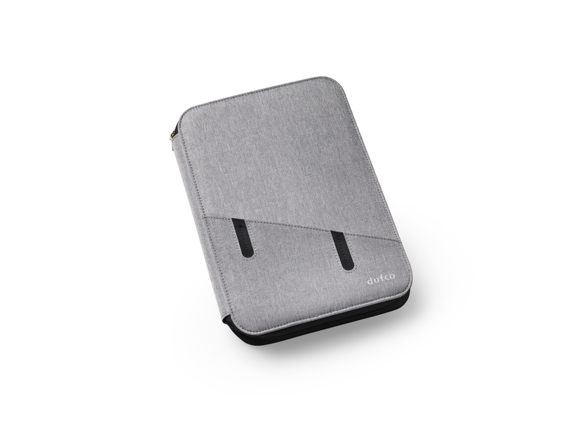 Dufco Schreibmappe mit Powerbank, grau, A5, strapazierfähiges und wasserabweisendes Textil