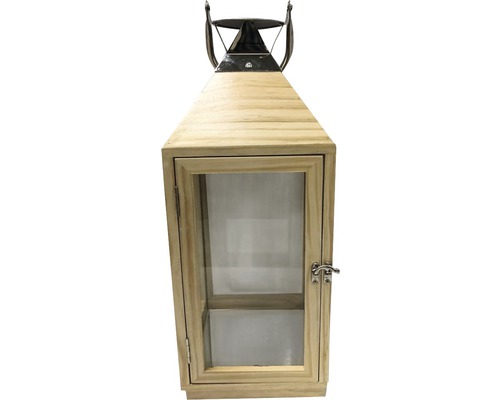 Houten lantaarn, zilver, 19 x 19 x 49,5 cm
