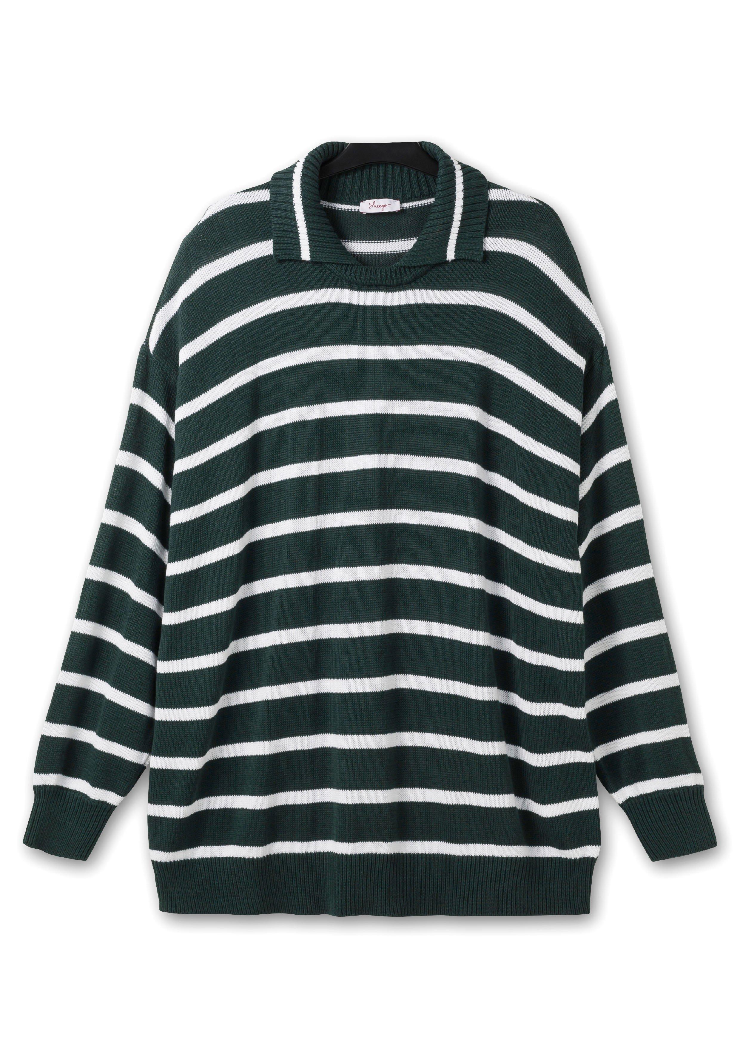 Pullover mit Streifen und Polokragen