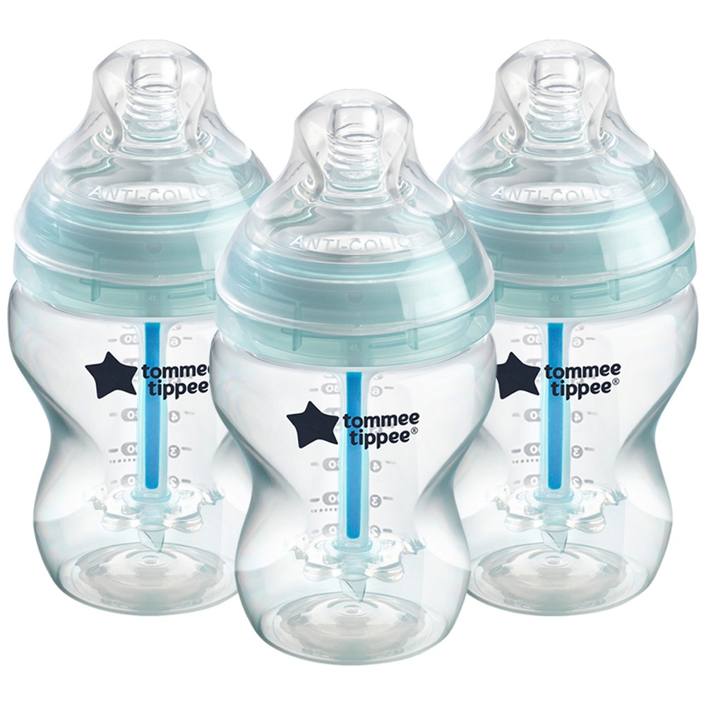 Tommee Tippee Advanced Anti-Kolik Babyflasche 260 ml mit Sauger für langsamen Durchfluss, 3er-Pack