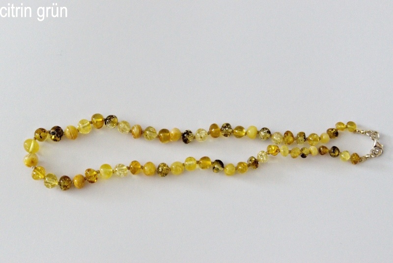 AMBERSTYLE Bernsteinkette citrin grün 32cm mit Karabinerverschluss 1 Stk
