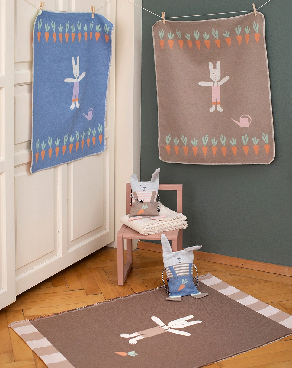Babydecke JUWEL - HASE (70x90) in braun