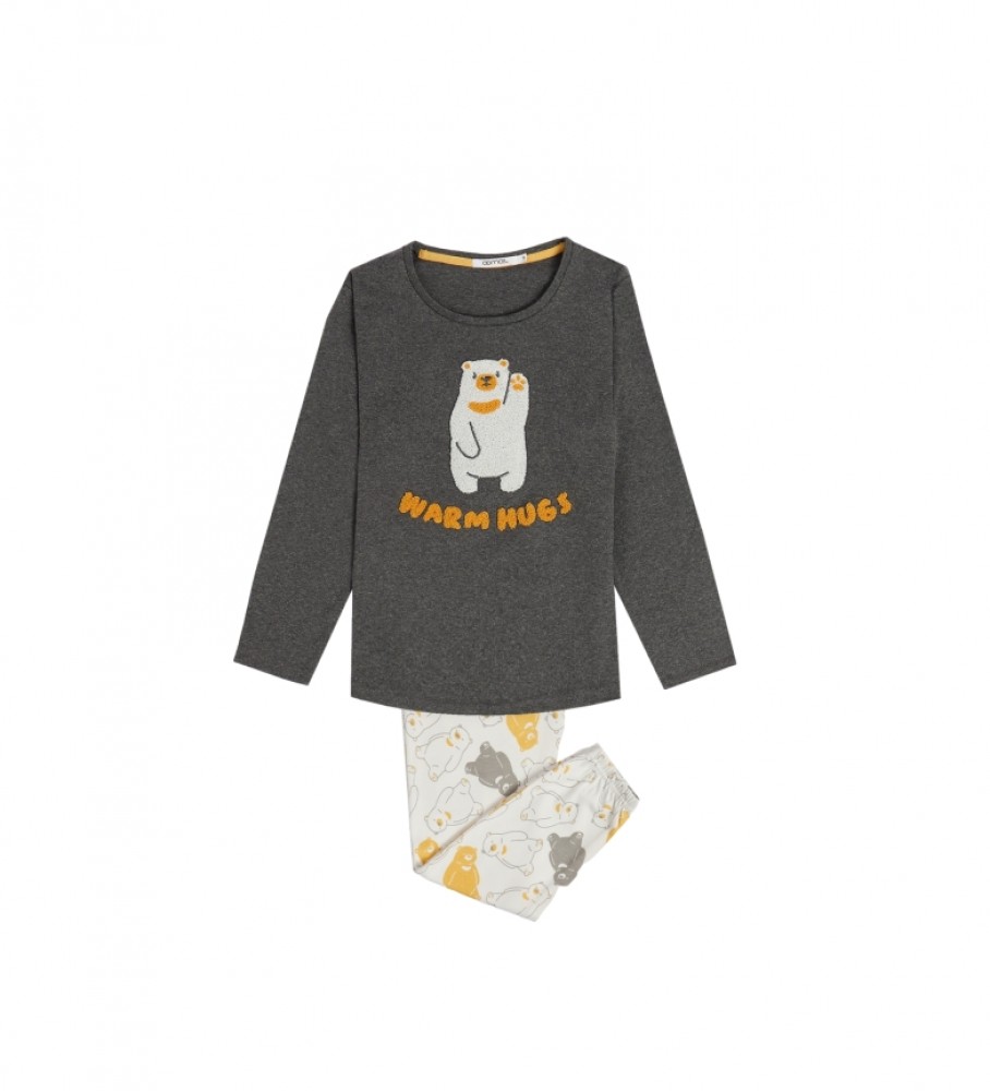 Admas Pijama Manga Larga Warm Hugs gris