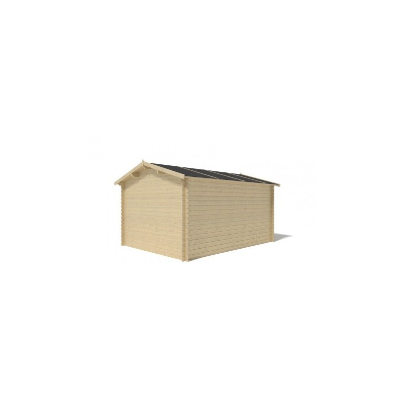Abri de jardin en bois - 3x4 m - 18 m2 + terrasse avec balustrade et avant-toit en bois