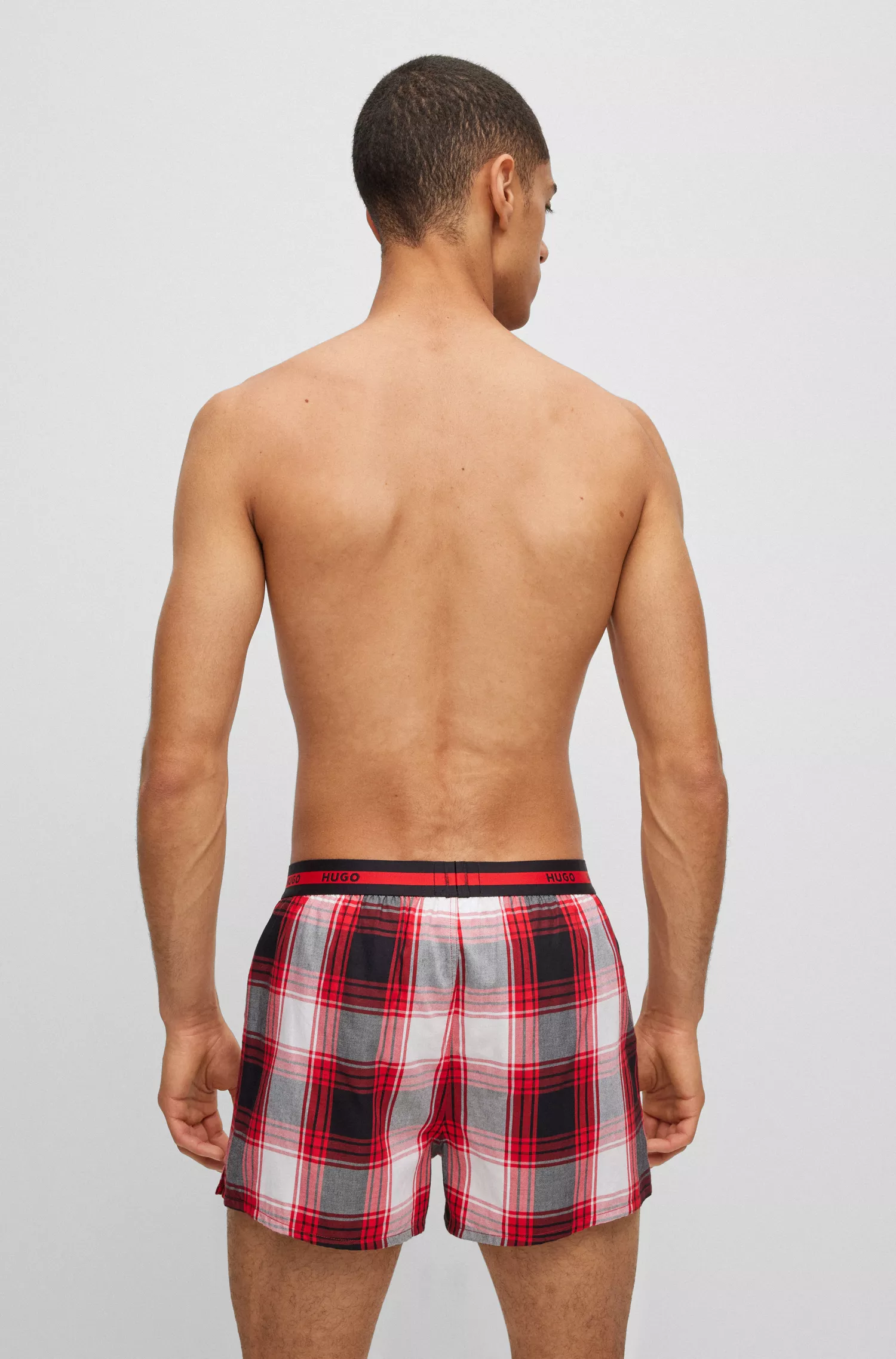 HUGO Vermelho - Pacote com duas cuecas boxer de algodão com cós com logotipo.