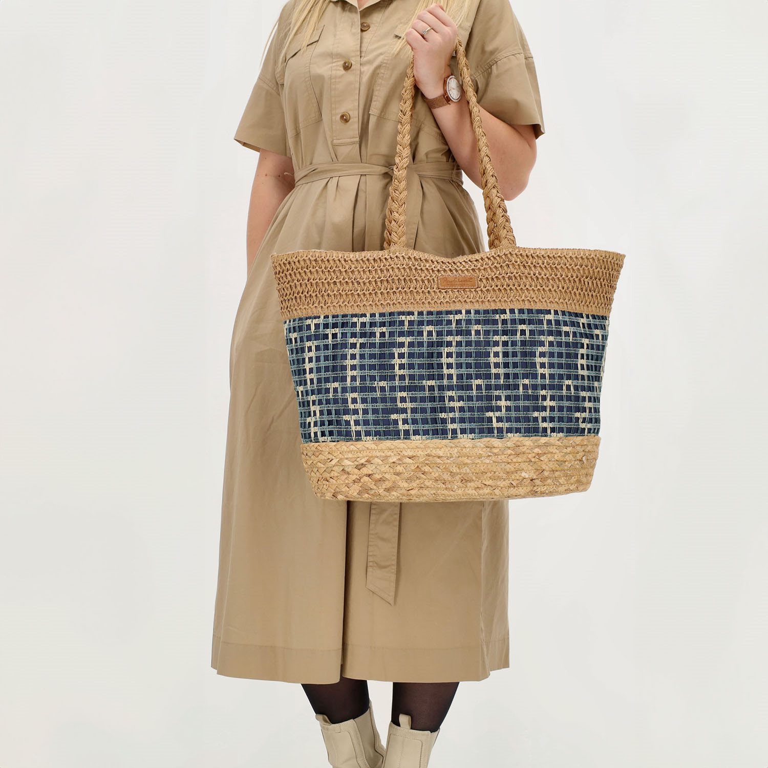 PE Florence Natural life Beachbag navy creme