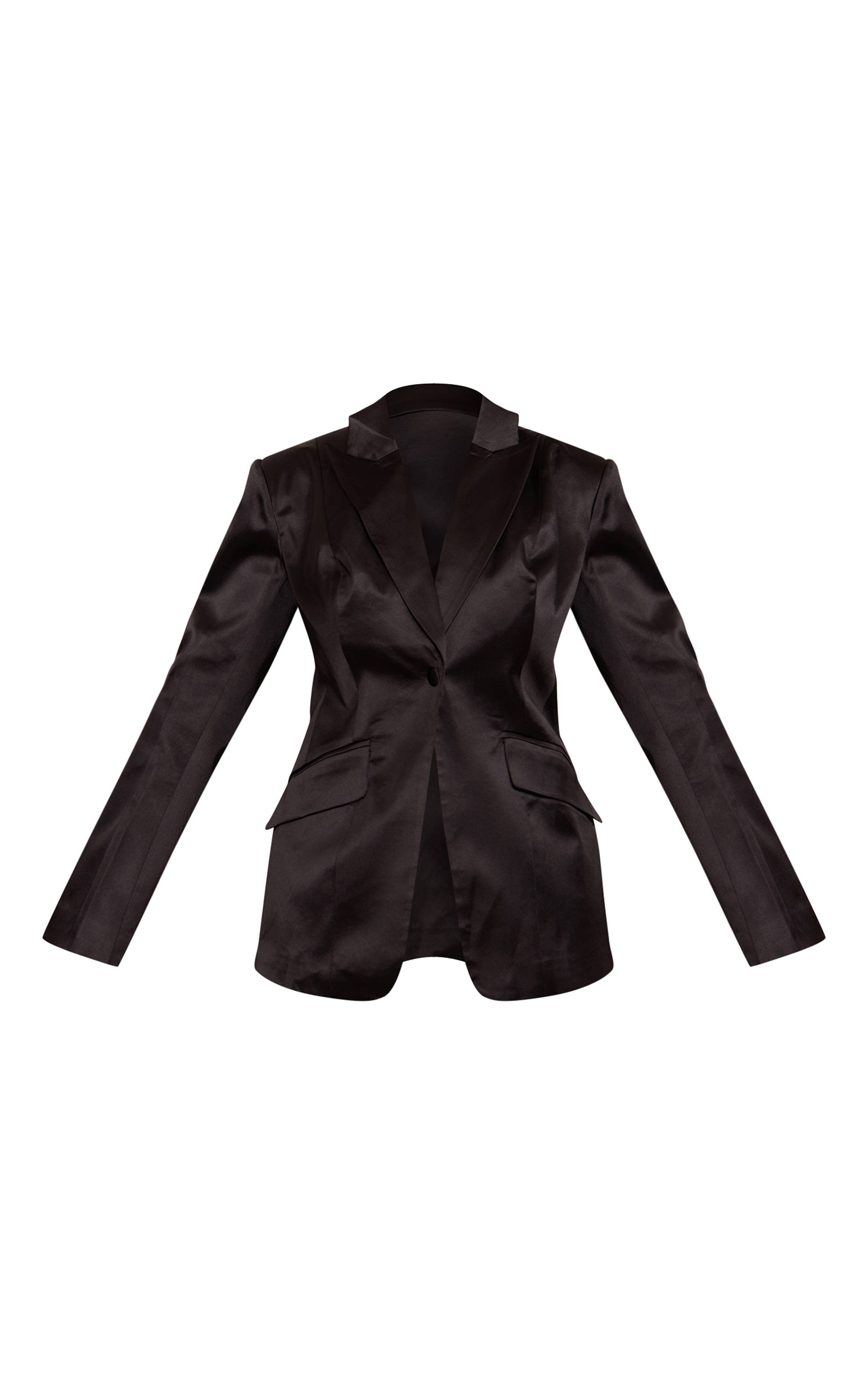 Noir Blazer Ajusté En Satin Shape