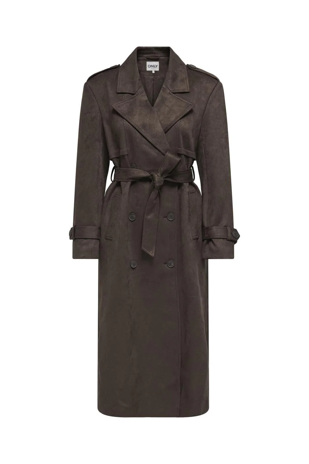Only Onlina Long Faux Suede Trenchcoat