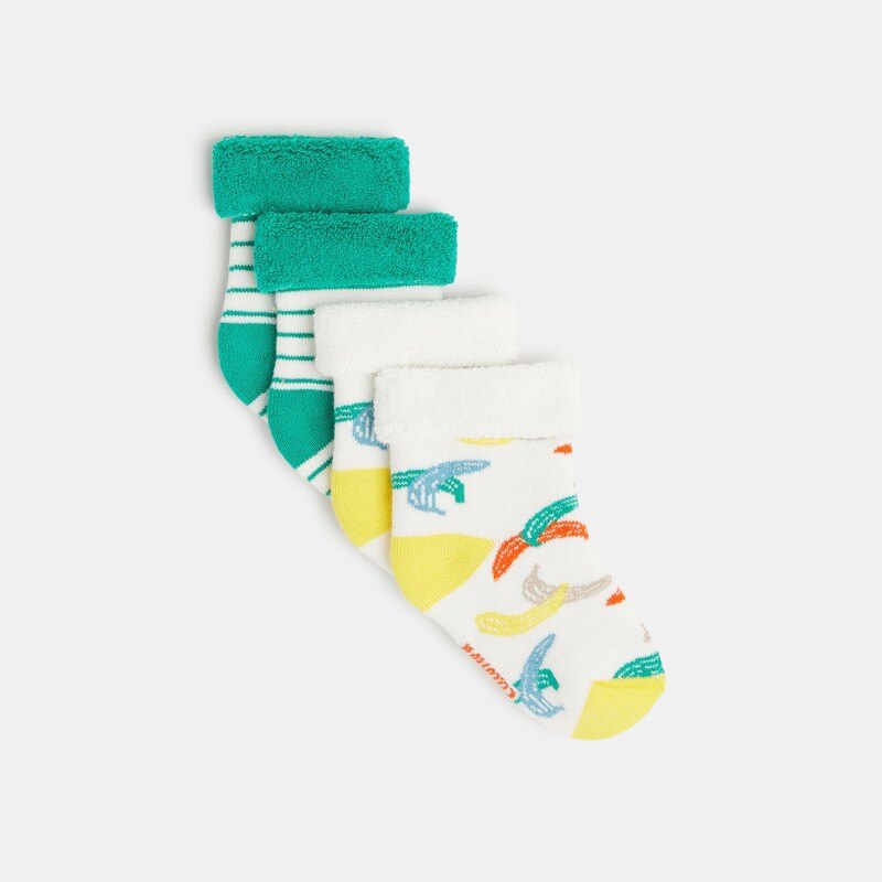 Chaussettes bébé rayées à motifs bananes blanches Catimini Blanc