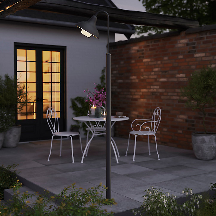 Lampadaire E27 Ferdie 25W IP44 GoodHome gris anthracite