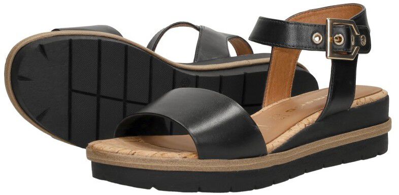 Tamaris Sandalen Plat zwart