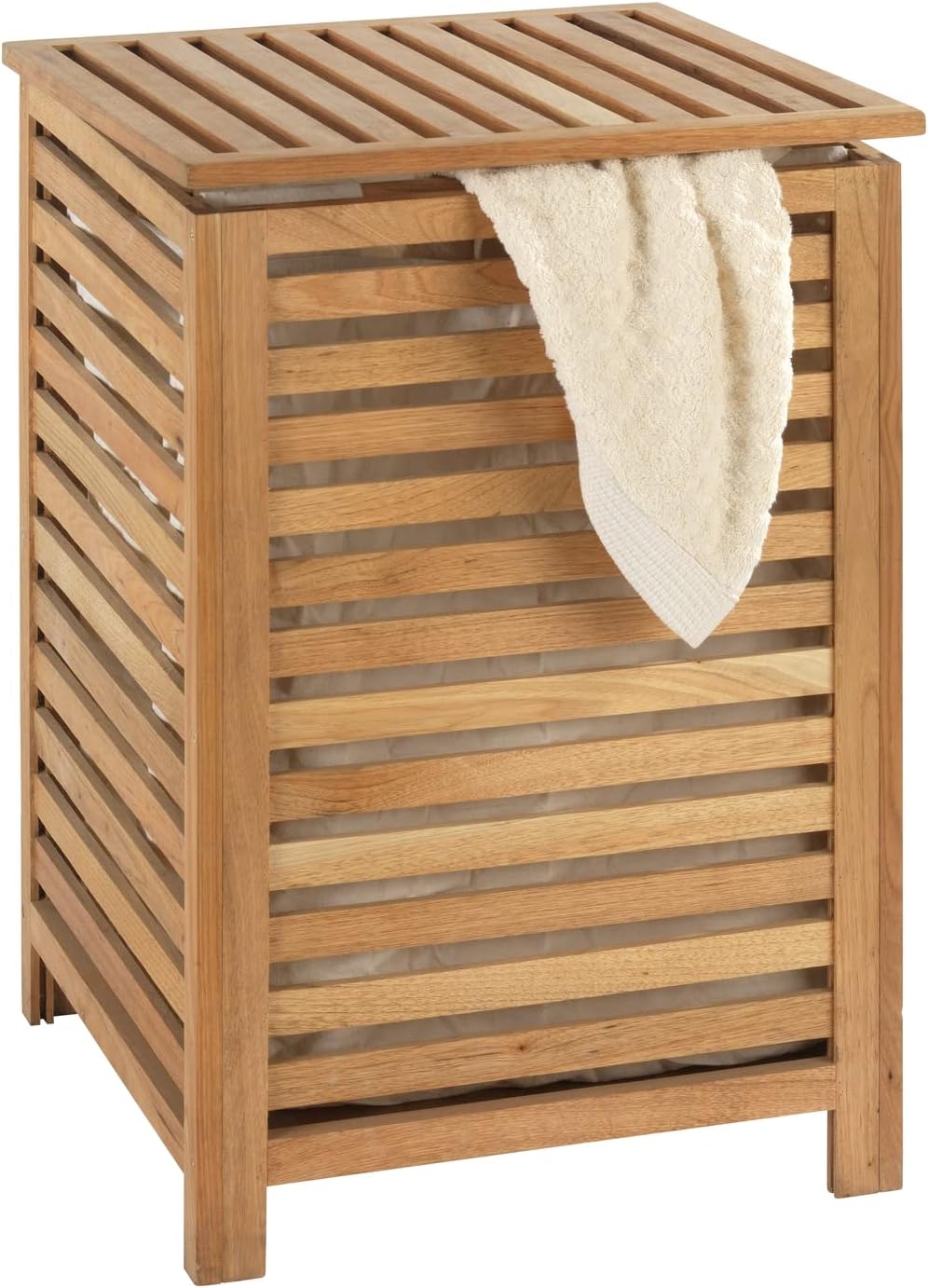 WENKO Wäschetruhe Norway aus Walnussholz Fassungsvermögen: 56 l, Walnussholz, 45 x 65 x 45 cm, Walnuss, 18620100