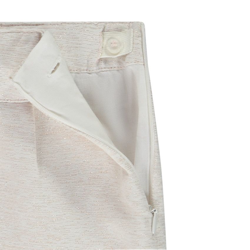 Short taille haute plissé en jacquard et lurex pour fille - Ecru