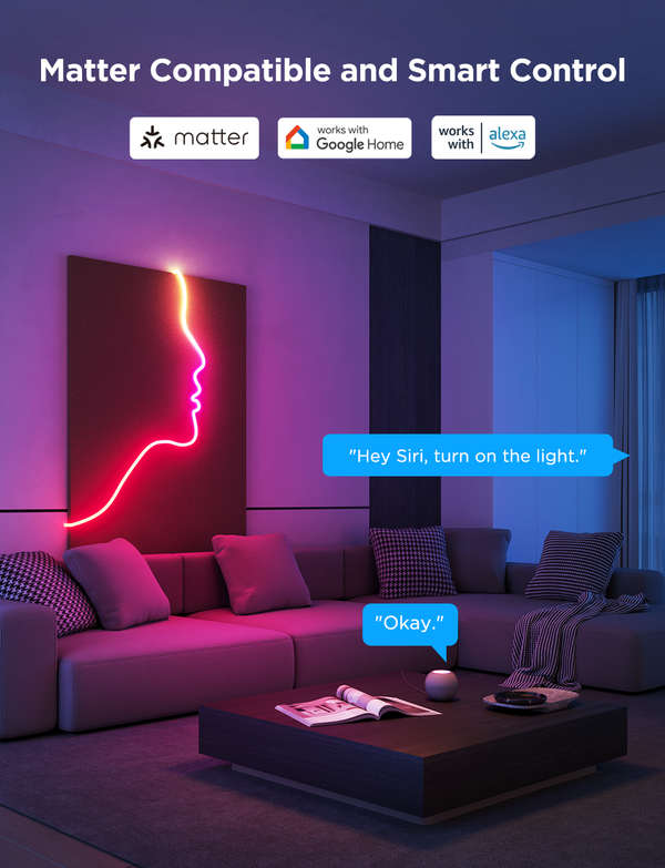 Govee - 5M Neon Preinstalled Strip Light i skarpt hvidt