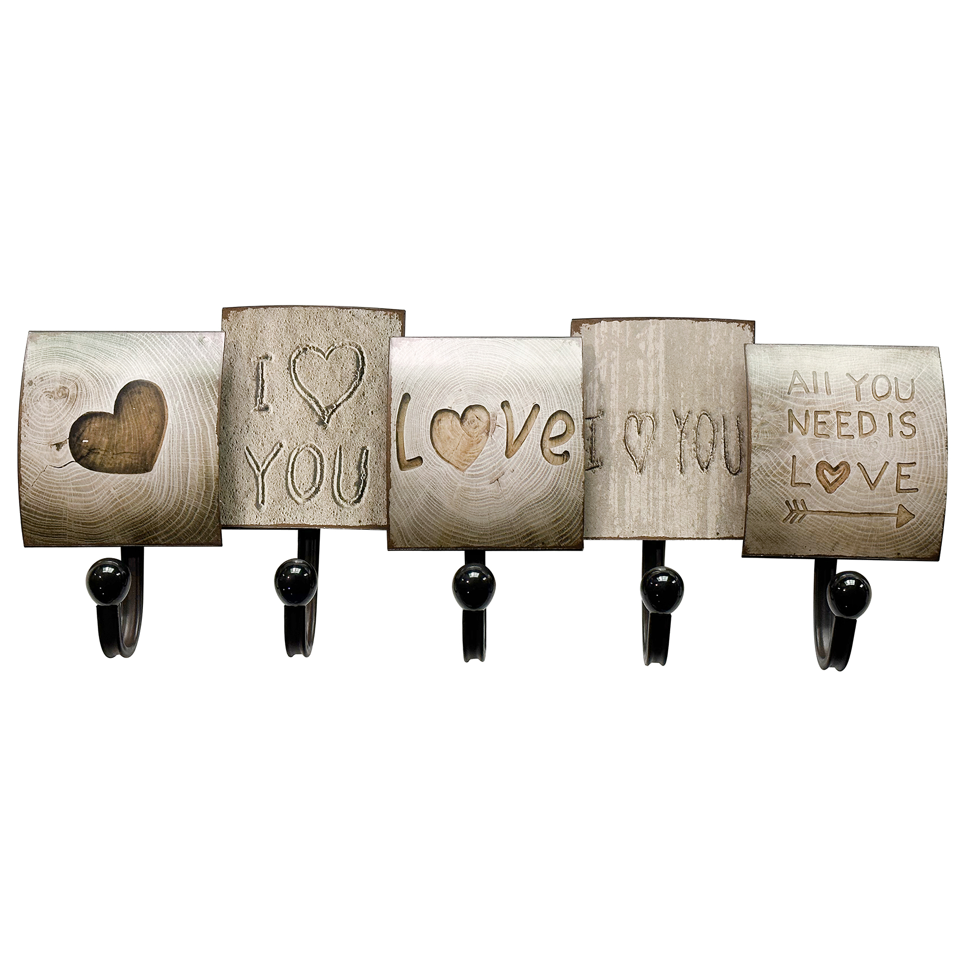 Wandgarderobe LOVE - schwarz - 5 Haken