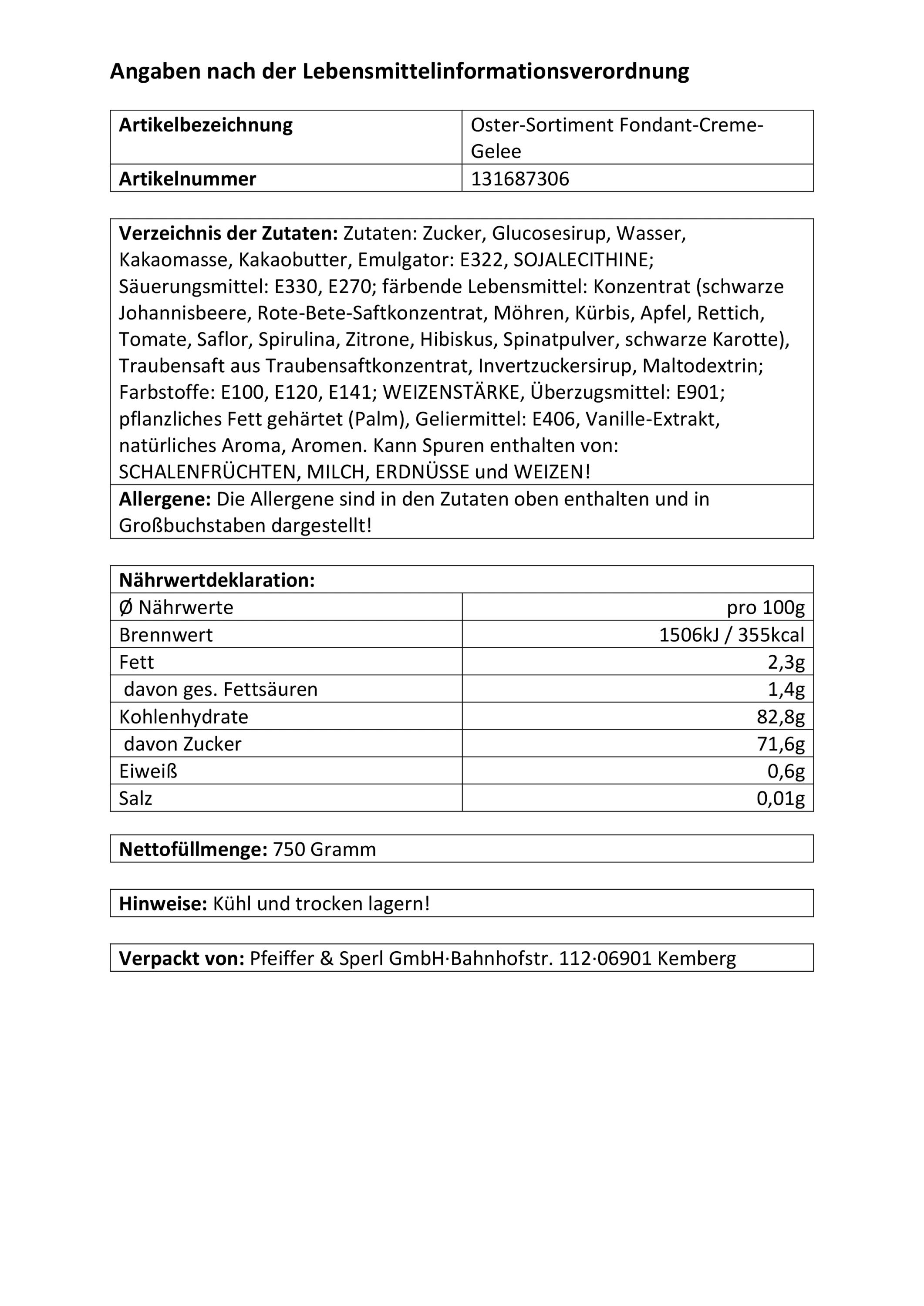 Oster Fondant & Gelee Süßigkeiten (750 g)