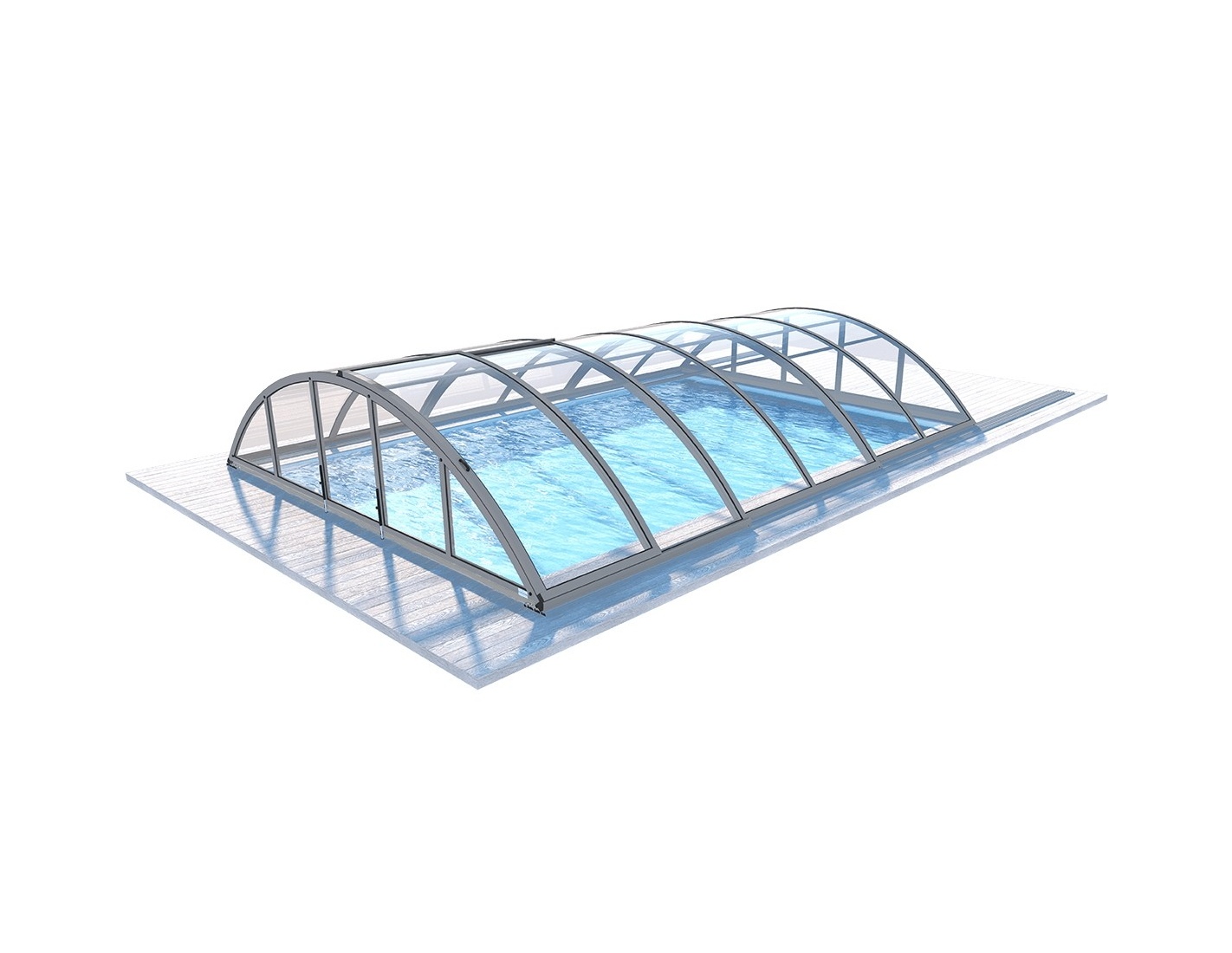 Abri de piscine orbit - 6,47x3,50 m - polycarbonate massif 3 mm - couleur ral7037 gris
