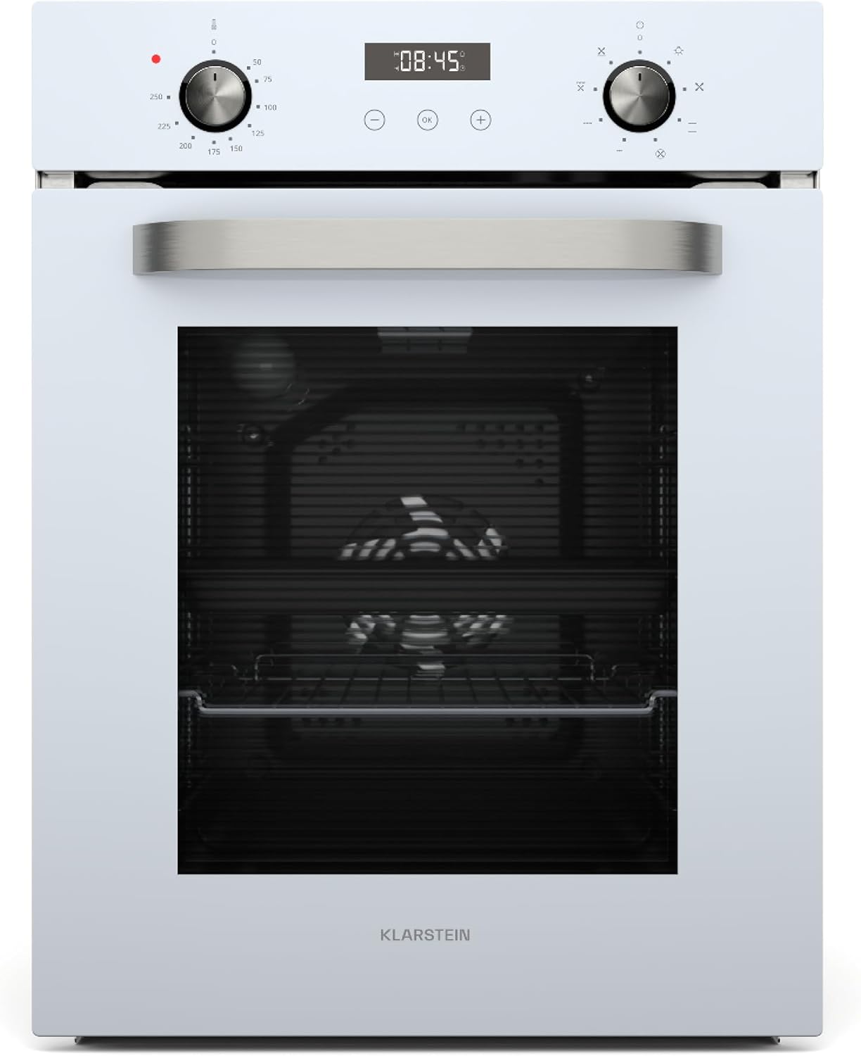 Klarstein SmartSlim Einbaubackofen - 45 cm, 49 L, 9 Funktionen, Dampfreinigung, Abnehmbare Glastür, Energieklasse A, Schwarzes Glas, Digitaler Timer, Backofen Einbaugerät