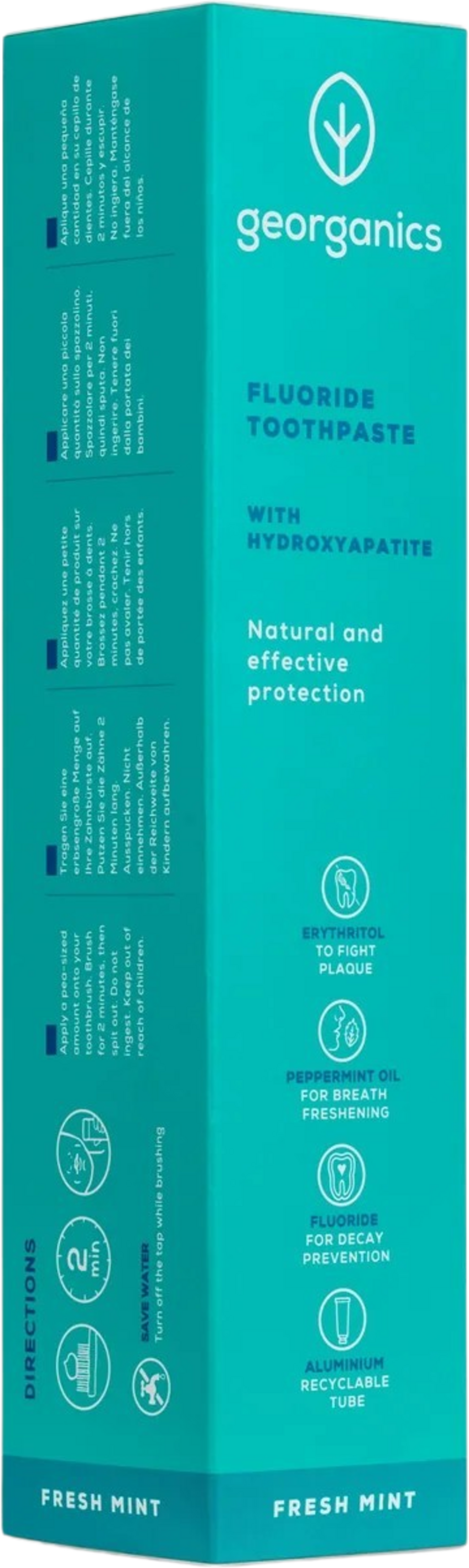 georganics  Fluoride Toothpaste Fresh Mint & Hydroxyapatite, 75 ml